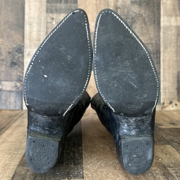 Tony Lama Vintage Classic Black Vibram Sole Western Cowboy Boots Mens 11.5 D - Picture 4 of 12